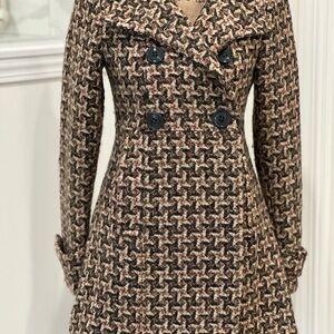 Miss Sixty Textured Knit Coat in Black and Cream